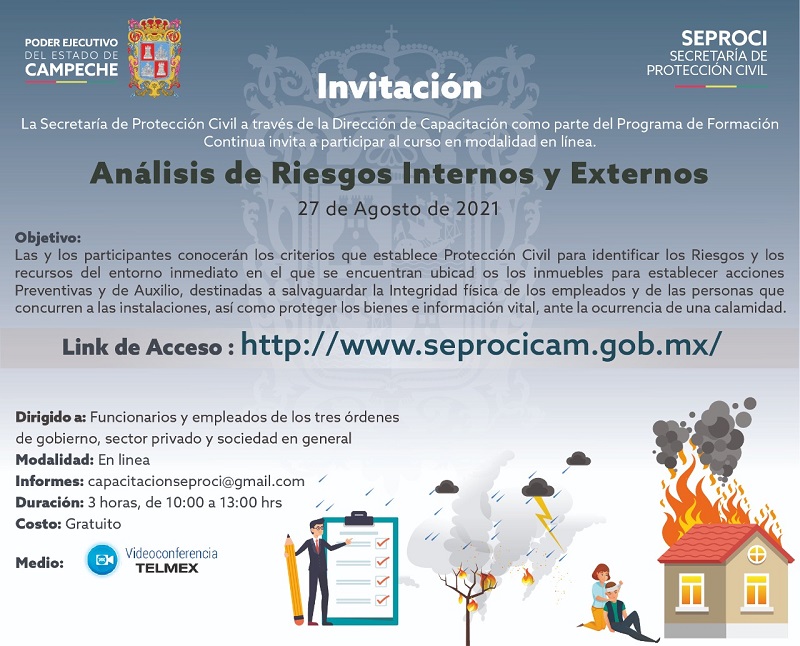 IMPARTIRÁ SEPROCI EL CURSO MENSUAL ANÁLISIS DE RIESGOS INTERNOS Y EXTERNOS 