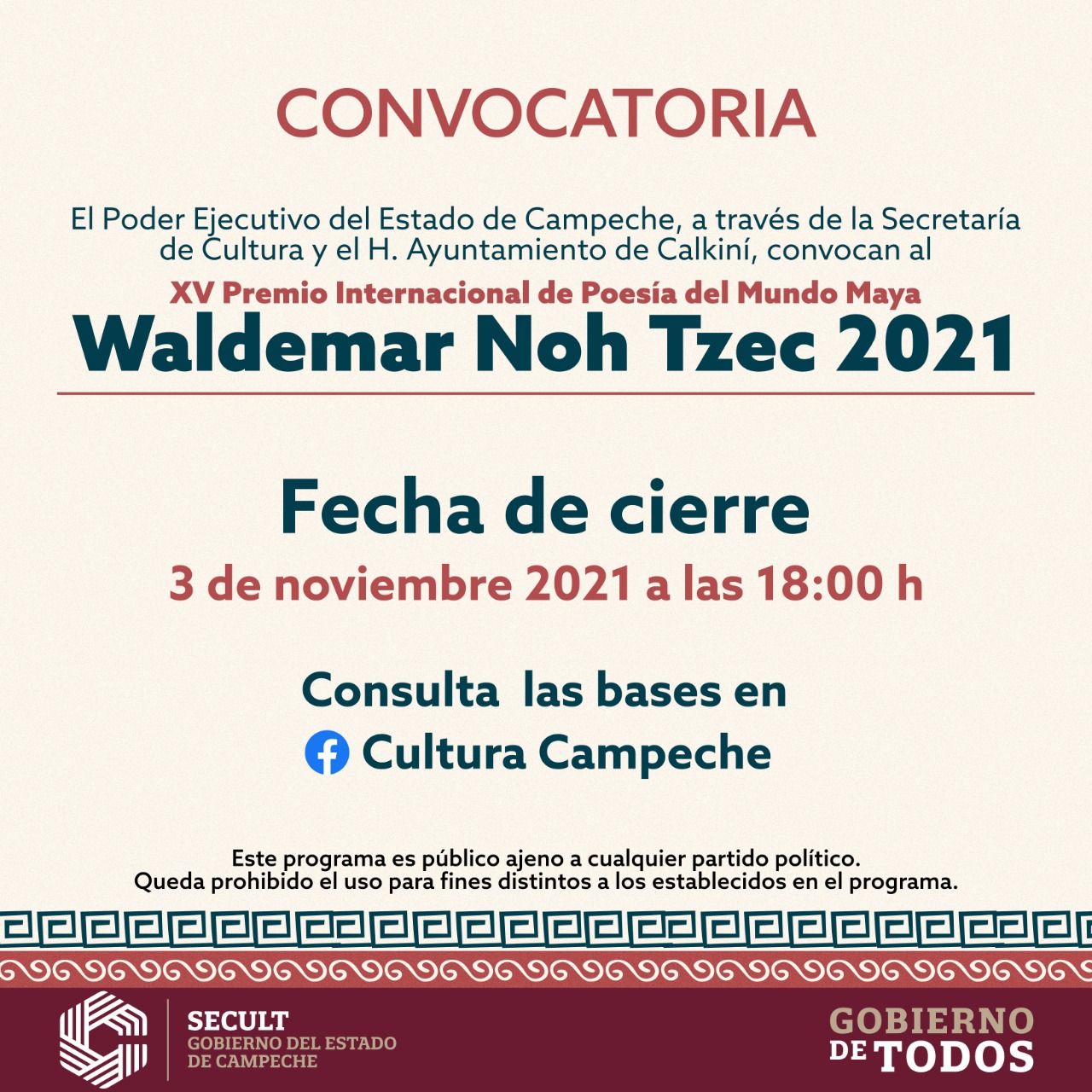PRESENTAN CONVOCATORIA AL XV PREMIO INTERNACIONAL DE POESÍA DEL MUNDO MAYA WALDEMAR NOH TZEC 